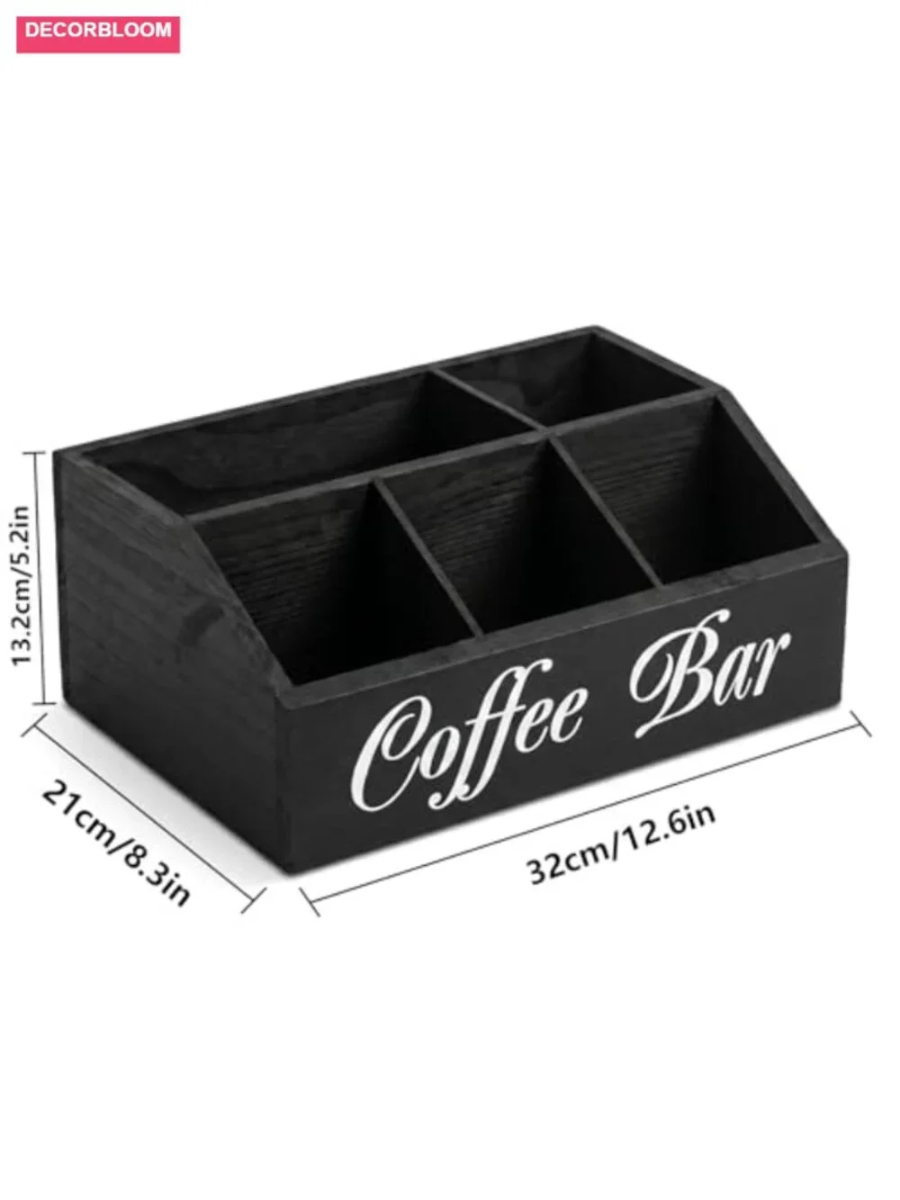 Double Layer Coffee Station Organizer with Drawers, Natural Solid Wood